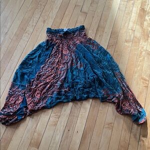 Stylish Asymmetrical Skirt in Blue and Orange